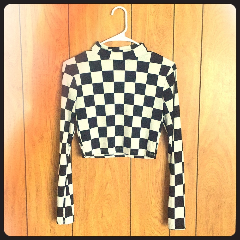 Checkered halter long sleeve